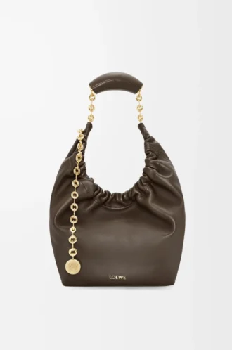 Bolso Squeeze pequeño en suave piel de cordero napa Chocolate