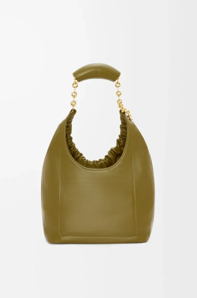 Bolso Squeeze pequeño en suave piel de cordero napa Oliva Bolso Squeeze pequeño en suave piel de cordero napa Oliva