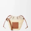 Bolso tipo cubo con cordón de palma y piel de becerro Natural/Tan Bolso tipo cubo con cordón de palma y piel de becerro Natural/Tan