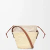 Bolso tipo cubo con cordón de palma y piel de becerro Natural/Tan Bolso tipo cubo con cordón de palma y piel de becerro Natural/Tan
