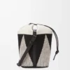 Bolso tipo cubo Small Treasure Bako en jacquard de lona y piel de becerro Natural/Negro