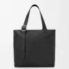 Bolso tote con cremallera y asas en piel de becerro granulada flexible Negro