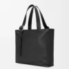 Bolso tote con cremallera y asas en piel de becerro granulada flexible Negro