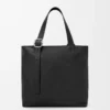 Bolso tote con cremallera y asas en piel de becerro granulada flexible Negro