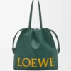 Bolso tote con logotipo Flamenco en piel de becerro napa Evergreen