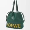 Bolso tote con logotipo Flamenco en piel de becerro napa Evergreen