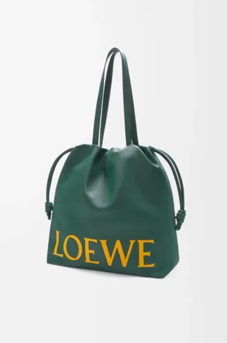 Bolso tote con logotipo Flamenco en piel de becerro napa Evergreen