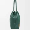 Bolso tote con logotipo Flamenco en piel de becerro napa Evergreen