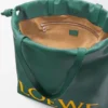 Bolso tote con logotipo Flamenco en piel de becerro napa Evergreen