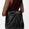 Bolso tote drapeado en suave piel de cordero napa Negro Bolso tote drapeado en suave piel de cordero napa Negro