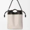 Bolso tote Flamenco en piel de cordero napa suave color fantasma claro/negro Bolso tote Flamenco en piel de cordero napa suave color fantasma claro/negro