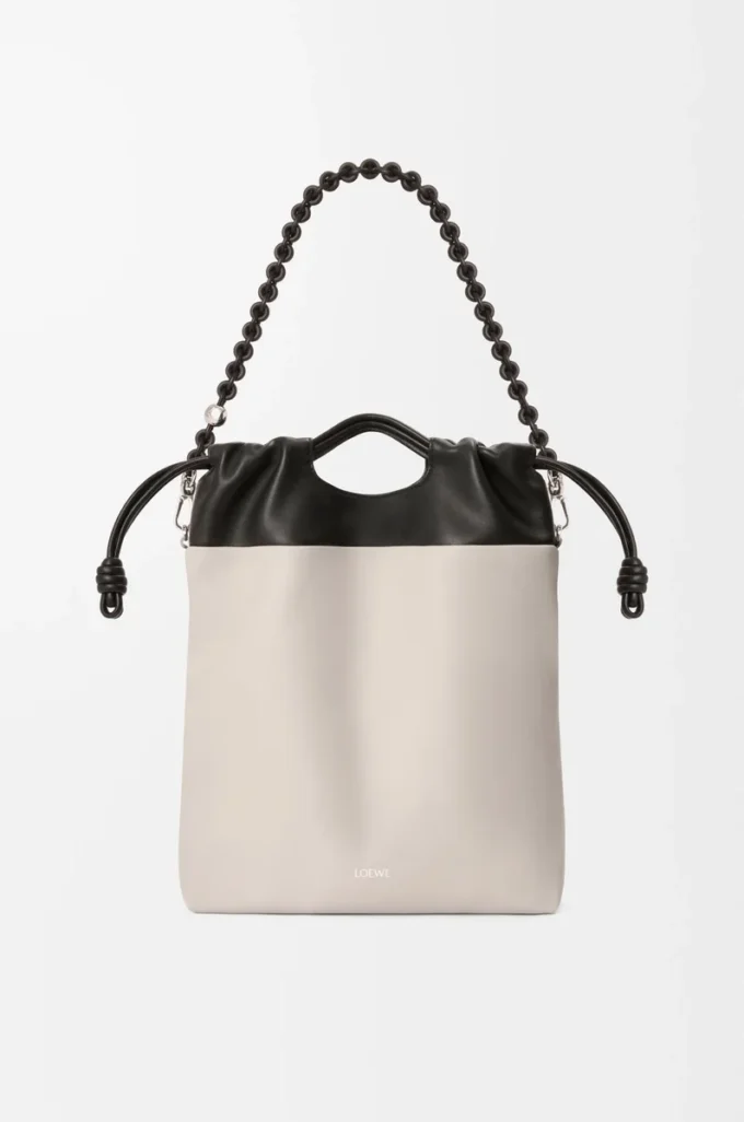 Bolso tote Flamenco en piel de cordero napa suave color fantasma claro/negro Bolso tote Flamenco en piel de cordero napa suave color fantasma claro/negro