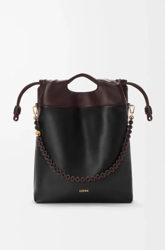 Bolso tote Flamenco en suave piel de cordero napa Negro/Castaño oscuro Bolso tote Flamenco en suave piel de cordero napa Negro/Castaño oscuro