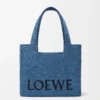 Bolso tote LOEWE Font mediano en rafia azul claro Bolso tote LOEWE Font mediano en rafia azul claro
