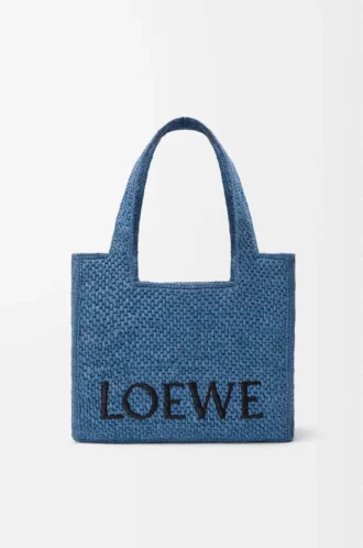 Bolso tote LOEWE Font mediano en rafia azul claro