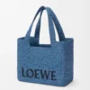 Bolso tote LOEWE Font mediano en rafia azul claro Bolso tote LOEWE Font mediano en rafia azul claro