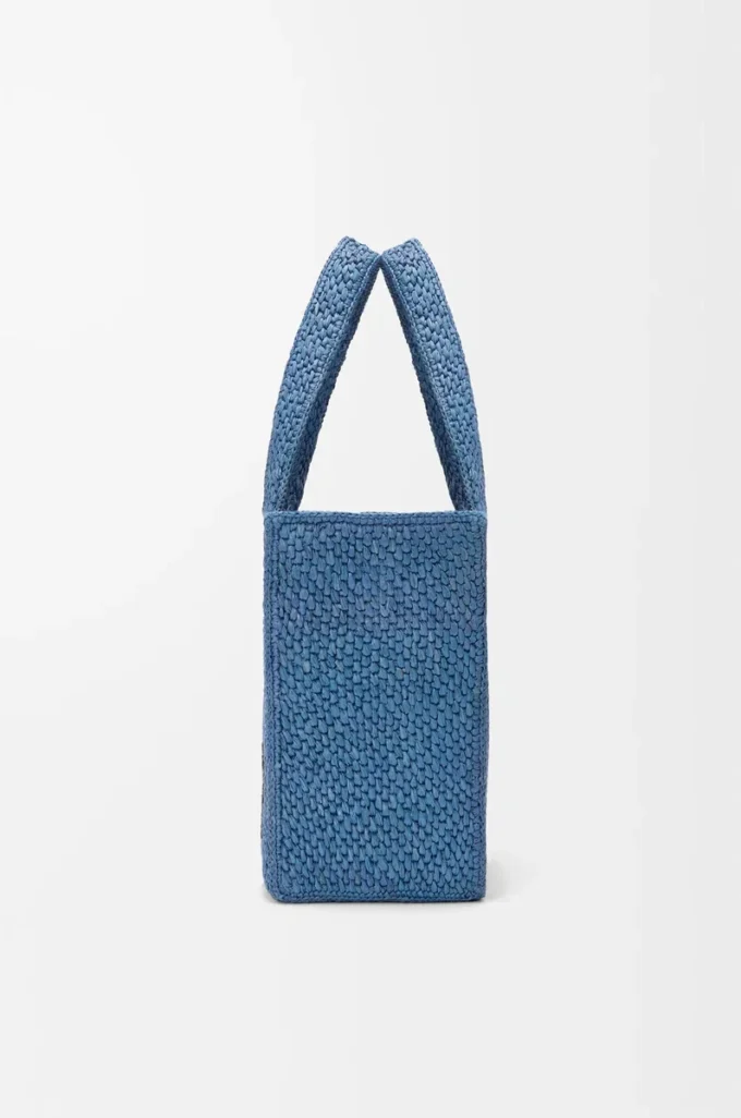 Bolso tote LOEWE Font mediano en rafia azul claro Bolso tote LOEWE Font mediano en rafia azul claro