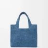 Bolso tote LOEWE Font pequeño en rafia azul claro Bolso tote LOEWE Font pequeño en rafia azul claro