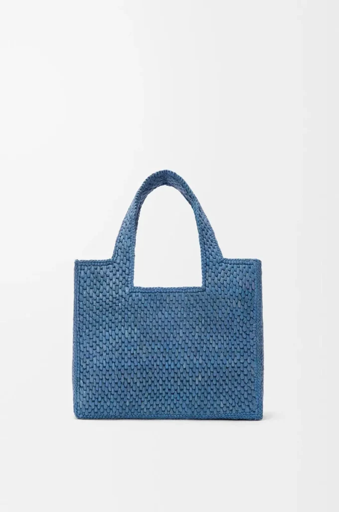 Bolso tote LOEWE Font pequeño en rafia azul claro Bolso tote LOEWE Font pequeño en rafia azul claro
