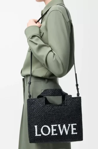 Bolso tote LOEWE Font pequeño en rafia Negro