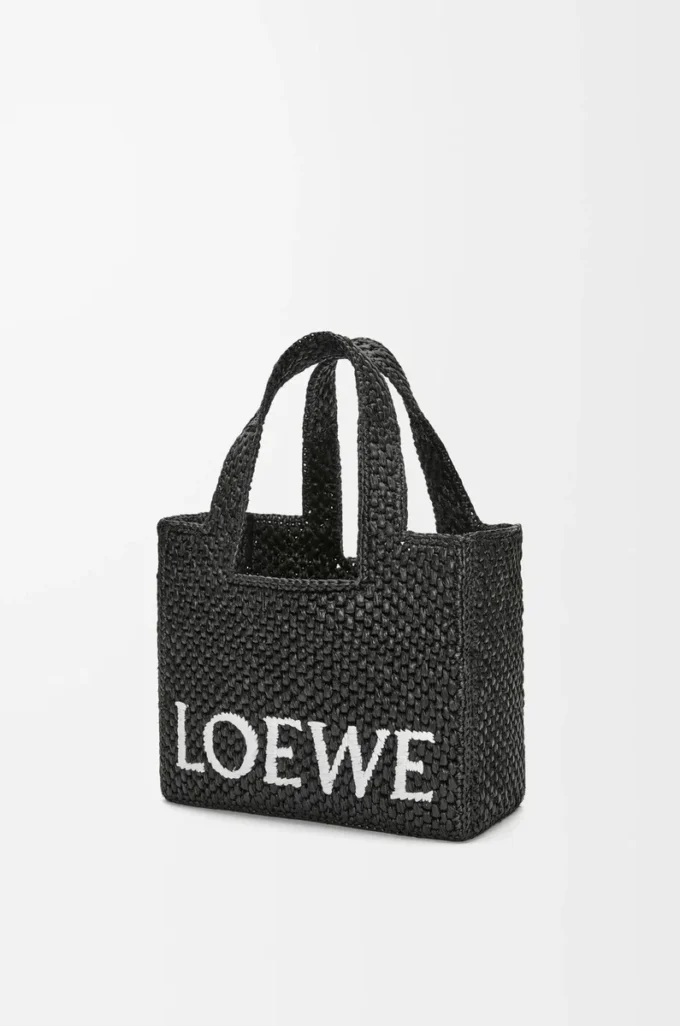 Bolso tote LOEWE Font pequeño en rafia Negro Bolso tote LOEWE Font pequeño en rafia Negro