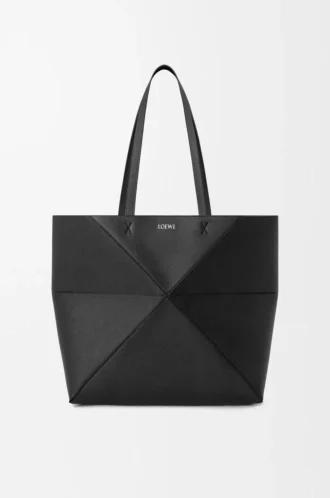 Bolso tote Puzzle Fold mediano horizontal en piel de becerro granulada suave, color negro Bolso tote Puzzle Fold mediano horizontal en piel de becerro granulada suave, color negro
