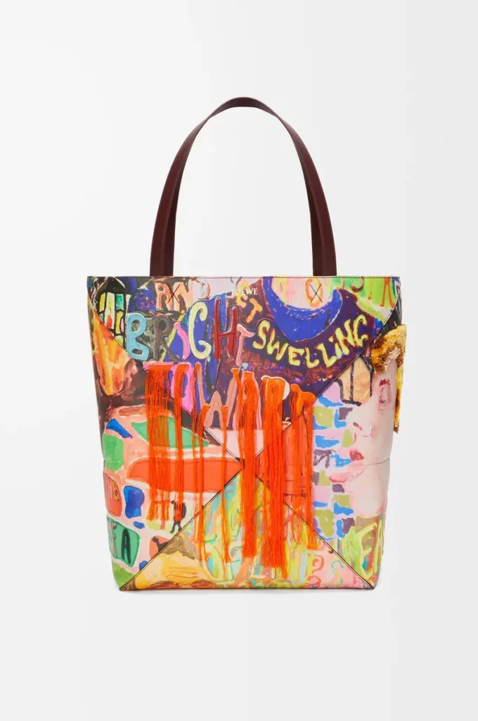 Bolso tote Puzzle Fold XL en piel de becerro clásica Burdeos oscuro/Multicolor Bolso tote Puzzle Fold XL en piel de becerro clásica Burdeos oscuro/Multicolor