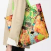 Bolso tote Puzzle Fold XL en piel de becerro clásica Verde vivo/Multicolor