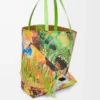 Bolso tote Puzzle Fold XL en piel de becerro clásica Verde vivo/Multicolor