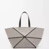 Bolso tote Puzzle Fold XXL en lona jacquard y piel de becerro Natural/Negro Bolso tote Puzzle Fold XXL en lona jacquard y piel de becerro Natural/Negro