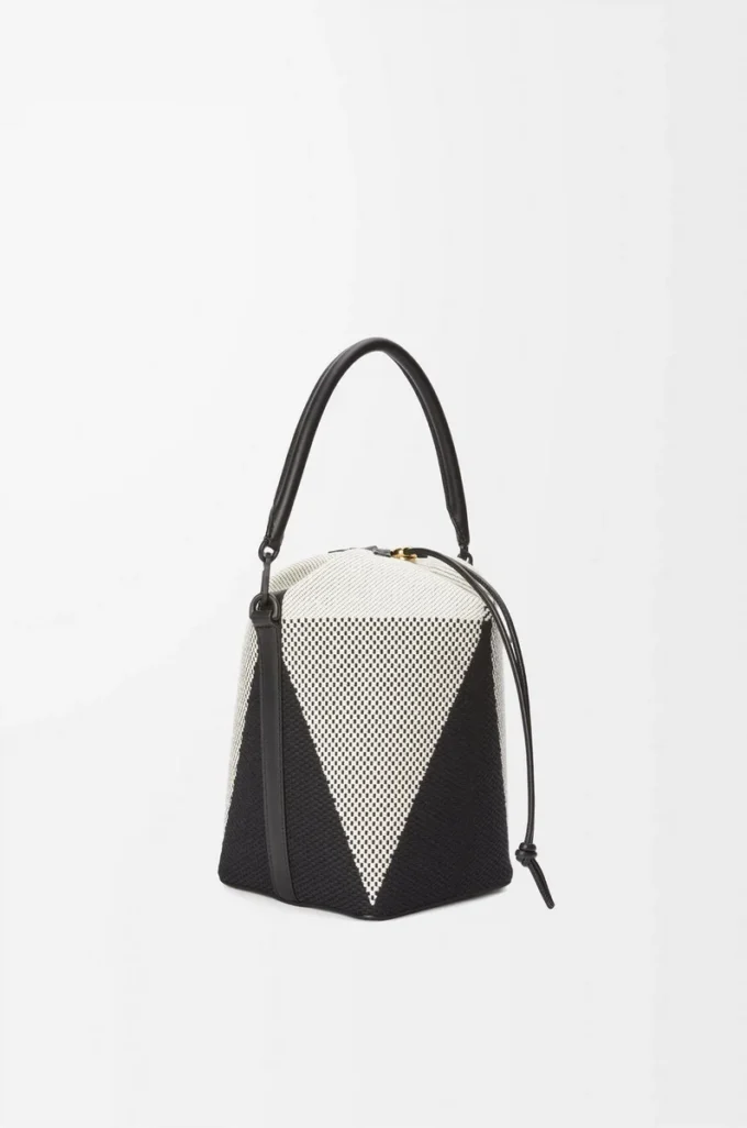 Bolso Treasure Bako en jacquard de lona y piel de becerro Natural/Negro Bolso Treasure Bako en jacquard de lona y piel de becerro Natural/Negro