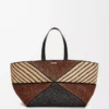 Bolso XXL Puzzle Fold en rafia Natural/Miel dorada
