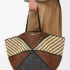 Bolso XXL Puzzle Fold en rafia Natural/Miel dorada