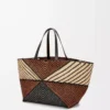 Bolso XXL Puzzle Fold en rafia Natural/Miel dorada