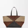 Bolso XXL Puzzle Fold en rafia Natural/Miel dorada