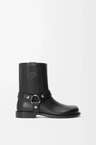 Bota motera Campo en piel de becerro Negro