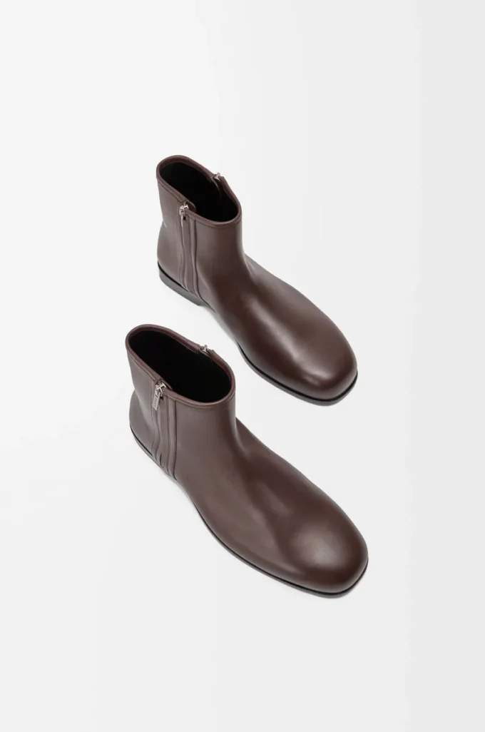 Botín Bobine en piel de becerro lisa color cacao Botín Bobine en piel de becerro lisa color cacao