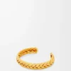 Brazalete fino trenzado en plata de ley Oro Brazalete fino trenzado en plata de ley Oro