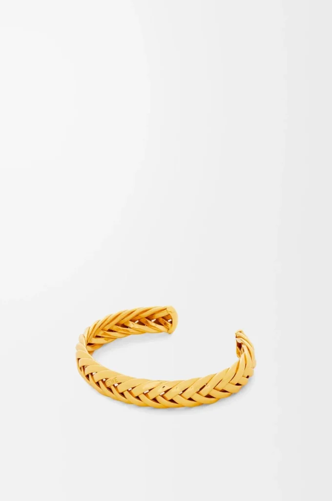 Brazalete fino trenzado en plata de ley Oro Brazalete fino trenzado en plata de ley Oro
