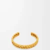Brazalete fino trenzado en plata de ley Oro Brazalete fino trenzado en plata de ley Oro
