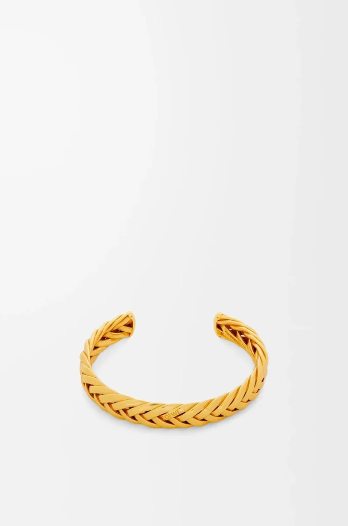 Brazalete fino trenzado en plata de ley Oro Brazalete fino trenzado en plata de ley Oro