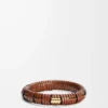 Brazalete tejido en latón y piel de becerro clásica Tan Brazalete tejido en latón y piel de becerro clásica Tan