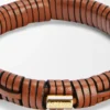 Brazalete tejido en latón y piel de becerro clásica Tan Brazalete tejido en latón y piel de becerro clásica Tan