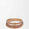 Brazalete trenzado en piel de becerro color tostado Brazalete trenzado en piel de becerro color tostado