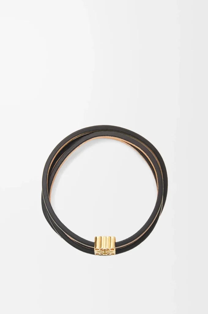 Brazalete trenzado en piel de becerro color tostado Brazalete trenzado en piel de becerro color tostado