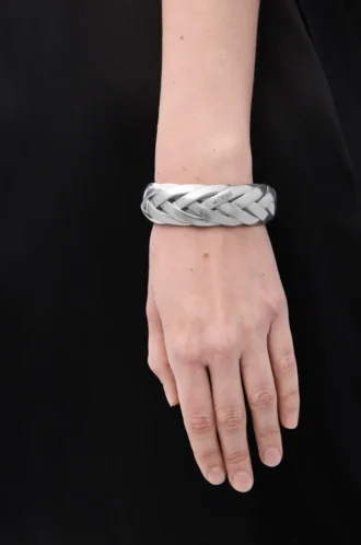 Brazalete trenzado grande en plata de ley Plata