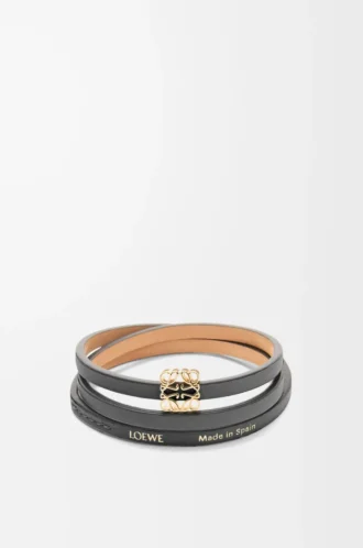 Brazalete Twist en piel de becerro negro