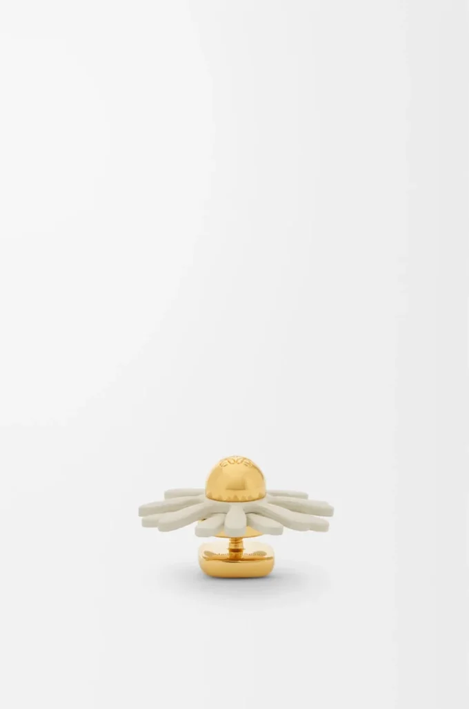Broche de flor en piel de becerro Blanco Broche de flor en piel de becerro Blanco