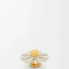 Broche de flor en piel de becerro Blanco Broche de flor en piel de becerro Blanco