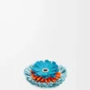 Broche de flor en piel de becerro clásica Aqua Broche de flor en piel de becerro clásica Aqua